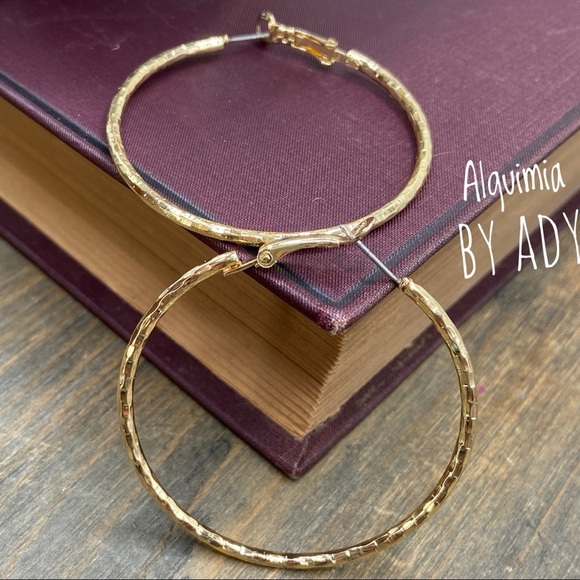 Alquimia Gold steel large stardust statement hoops - Picture 1 of 1